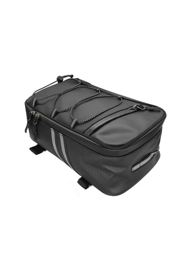 Motosiklet Su Geçirmez Pu Deri Raflı Arka Taşıma Çantası, Kapasite: 8l, Yağmur Kapaklı Siyah