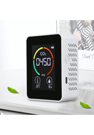 Neevoyu Ev İçin Taşınabilir Siyah Hava Kalitesi Test Cihazı - Co2, Sıcaklık Ve Nem Ölçer Siyah