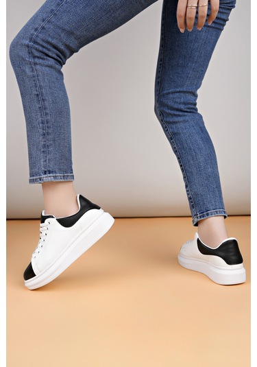 Luis A Costa Lc109 Beyaz Siyah Cilt Beyaz Taban Kadın Sneaker Renkli