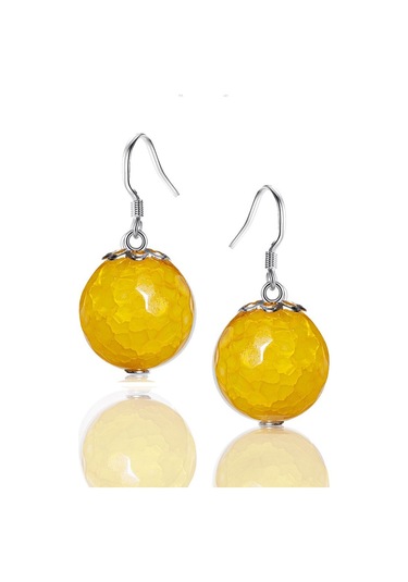 Sertifikalı Gerçek Doğal Turuncu Akik Taşı Gümüş Küpe Çok Renkli