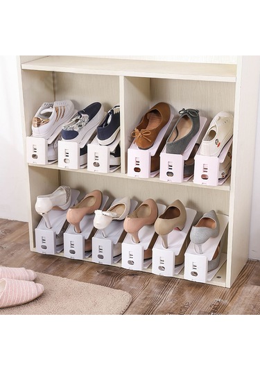 Kosona Ev İçi Plastik Ayaklık Organizörü, Uzun Ömürlü, Yer Tasarruflu, Yüksek Dayanıklı, Kaymazsız, Ayarlanabilir Yükseklikli Çift Ayaklık Tutucu Gri