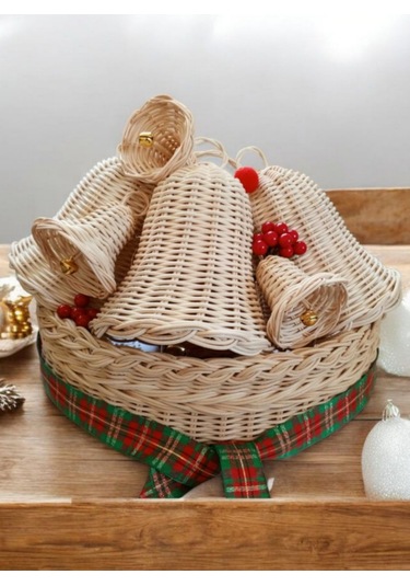 Bambu Rattan Çok Amaçlı Sepet 30cm Bej