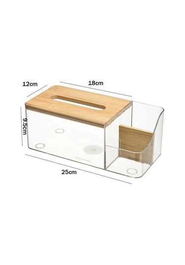 Şeffaf-çok Fonksiyonlu Uzaktan Kumanda Doku Saklama Kutusu Ev Oturma Odası Yemek Odası Masaüstü Dekorasyon Ahşap Kapak Doku Kutusu