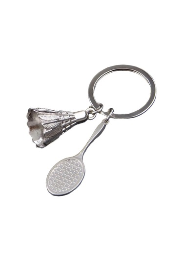 Farfi Anahtarlık Badminton Raketi Kolye Darbeye Dayanıklı Çinko Alaşımlı Taklit Spor Araba Anahtarı Kolye