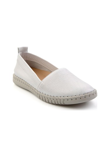 Beyaz Hakiki Deri Kadın Casual Ayakkabı K01028031603 Beyaz