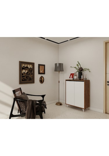 Kardiya Çok Amaçlı Dolap Amalfi Beyaz Kahverengi - Beyaz