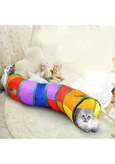 Pribor Kıvrımlı Model Evcil Hayvan Gökkuşağı Katlanabilir Kedi Oyun Tüneli