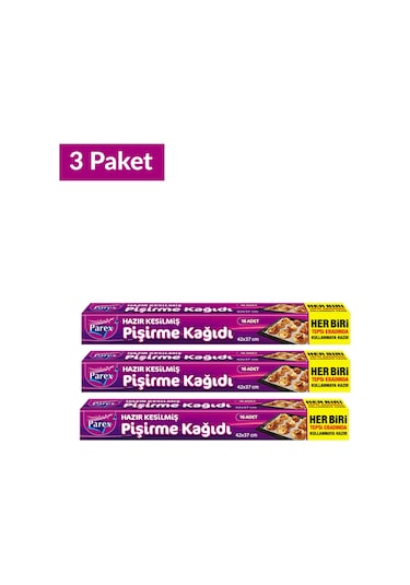 Hazır Kesilmiş Pişirme Kağıdı 16 Lı 42 X 37 Cm Üçlü Set