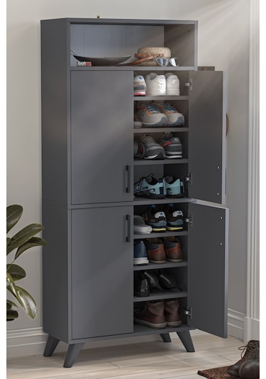 4 Kapaklı Ayakkabılık 9 Bölmeli Ayakkabılık Çok Amaçlı Dolap Beste Antrasit 4 Kapaklı Ayakkabılık 9 Bölmeli Ayakkabılık Çok Amaçlı Dolap Beste Antrasit