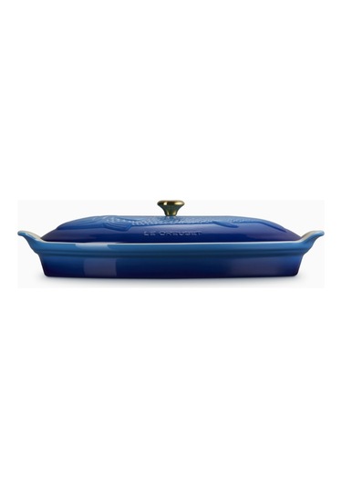 Le Creuset Kapaklı Seramik Balık Pişirme Kabı, 34 Cm Seramik Tava Lacivert