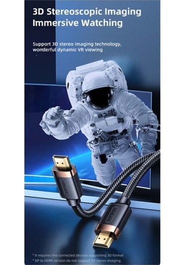 Usams Sj529 Hdmı To Hdmı 2.0 Kablo 4k Hd Örgü Altın Uç Siyah 3mt