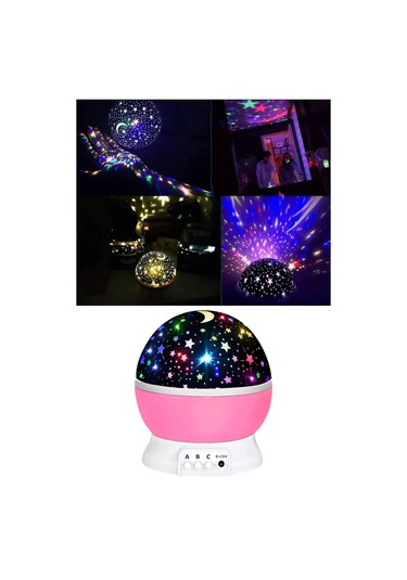 Yıldızlı Gece Lambası Mor Projeksiyon Görünümlü Masa Lambası Renk Değiştirebilen Çok Renkli