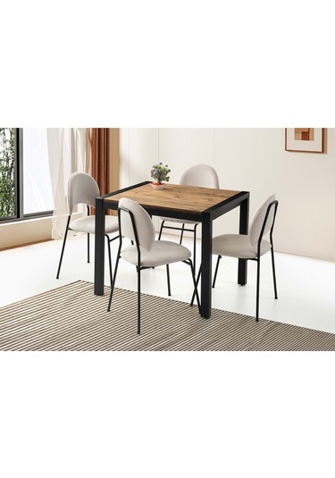 Mobilgen Diş Budak 4 Adet Suna Sandalye 80+40 Tuğra Açılabilir Masa Takımı