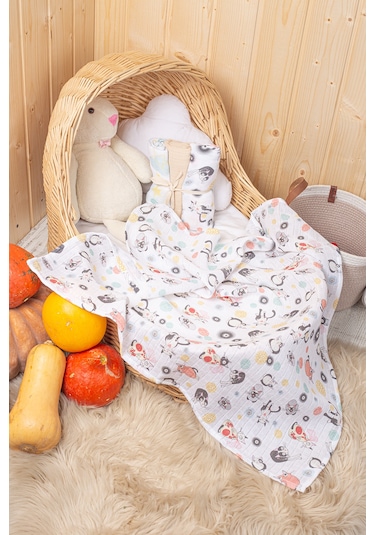 Luckka 3'lü Çok Amaçlı Müslin Örtü Seti - 75x75 Cm - Ztc200 Ekru Ekru