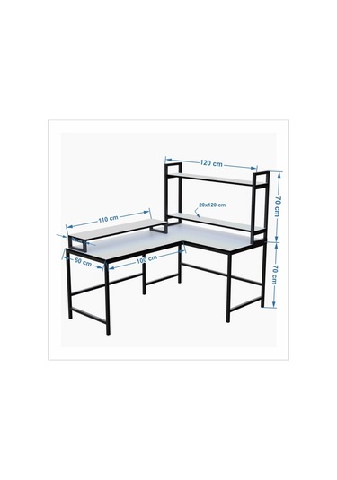 Raflı L Şekilli Ofis Masası - 610 Beyaz
