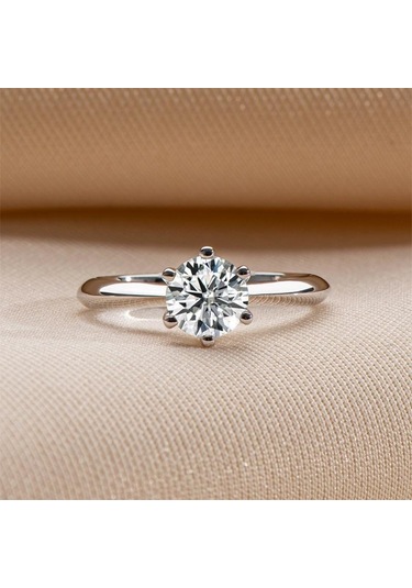 Yeşil Bague Ringen 1.0 Karat D Renk Mozanit Alyans Kadınlar Için En Kaliteli 18 K Beyaz Altın Renk 925 Ayar Gümüş Takı