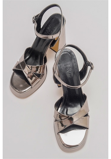 Luvishoes Lello Platin Kadın Topuklu Ayakkabı Platin