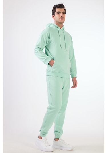 Dufy Mint Yeşili Kapüşonlu Kanguru Cepli Regular Fit Erkek Sweatshirt Mint Yeşili