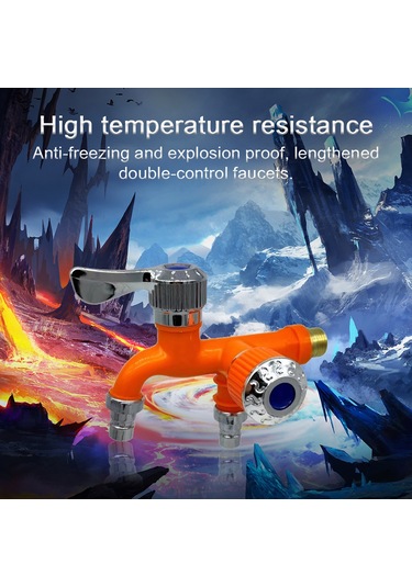 Xiyyadms Çift Su Çıkışı Seramik+metal Materyalli Mutfak/balkon/banyo Çok Amaçlı 1/2 İnç Vida Lavabo Musluğu Mavi Mavi