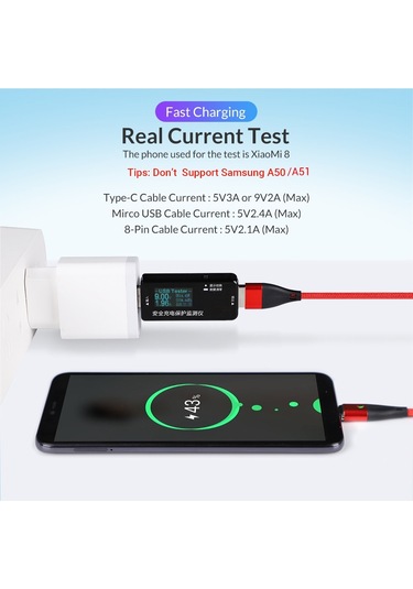 Topk Am61 2 M 3a Manyetik Kablo Hızlı Şarj C Tipi Kablo İphone Uyumlu Şarj Cihazı Veri Şarjı Mikro Usb Kablosu Hızlı Şarj Kablosu