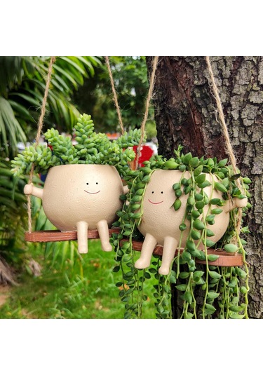 Suofeng Mavi Gülümse Figürlü Salıncak Süs Tohumu, Bahçe Penceresi Dekorasyonu, Dayanıklı Ev Dekoru Süs Gereci