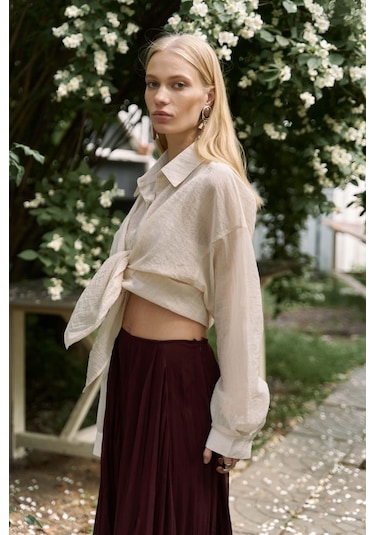 Mai Collection Mai Studios Co. Syaritta Oversize Bej Transparan Gömlek bej
