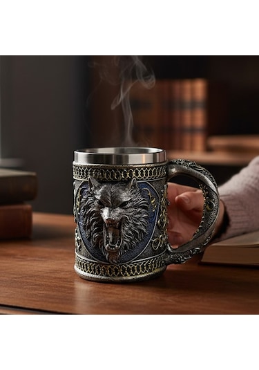 3d Kurt Figürlü Metal Kupa Bardak Diğer