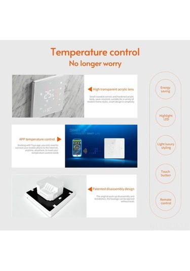 Pazly Siyah Bht-006gclw Kazan Isıtma Termostat: Wifi, Dokunmatik, Akıllı Uygulama, Alexa & Google Home Desteği