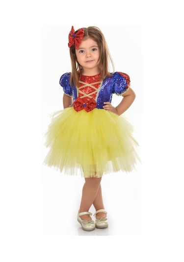 Pamuk Prenses Pul Payet Tütülü Kız Çocuk Parti Elbisesi