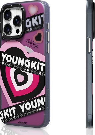 İphone Uyumlu 15 Pro Max Kılıf Magsafe Şarj Özellikli Airbagli Çift Katmanlı Youngkit Flipped Serisi Pembe