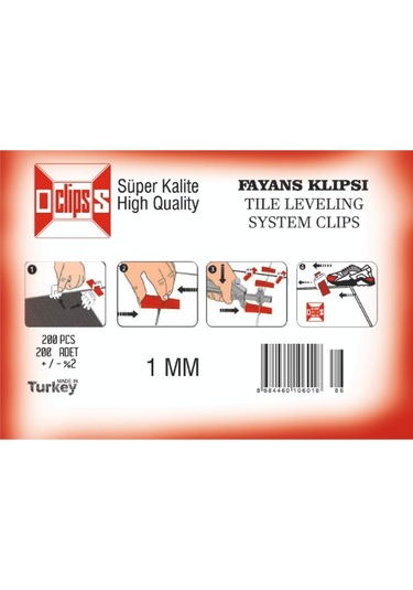 O'clıps Fayans Seramik Seviye Derz Klipsi 1mm 200 Adet