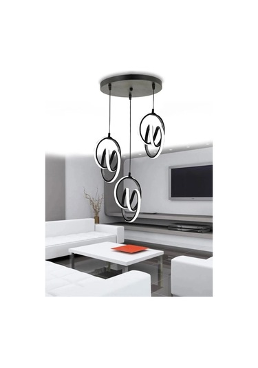 Venezia Model Siyah Renk Estetik Dekoratif Salon Mutfak Yatak Odası Hol Antre Üçlü Sarkıt Avize Siyah