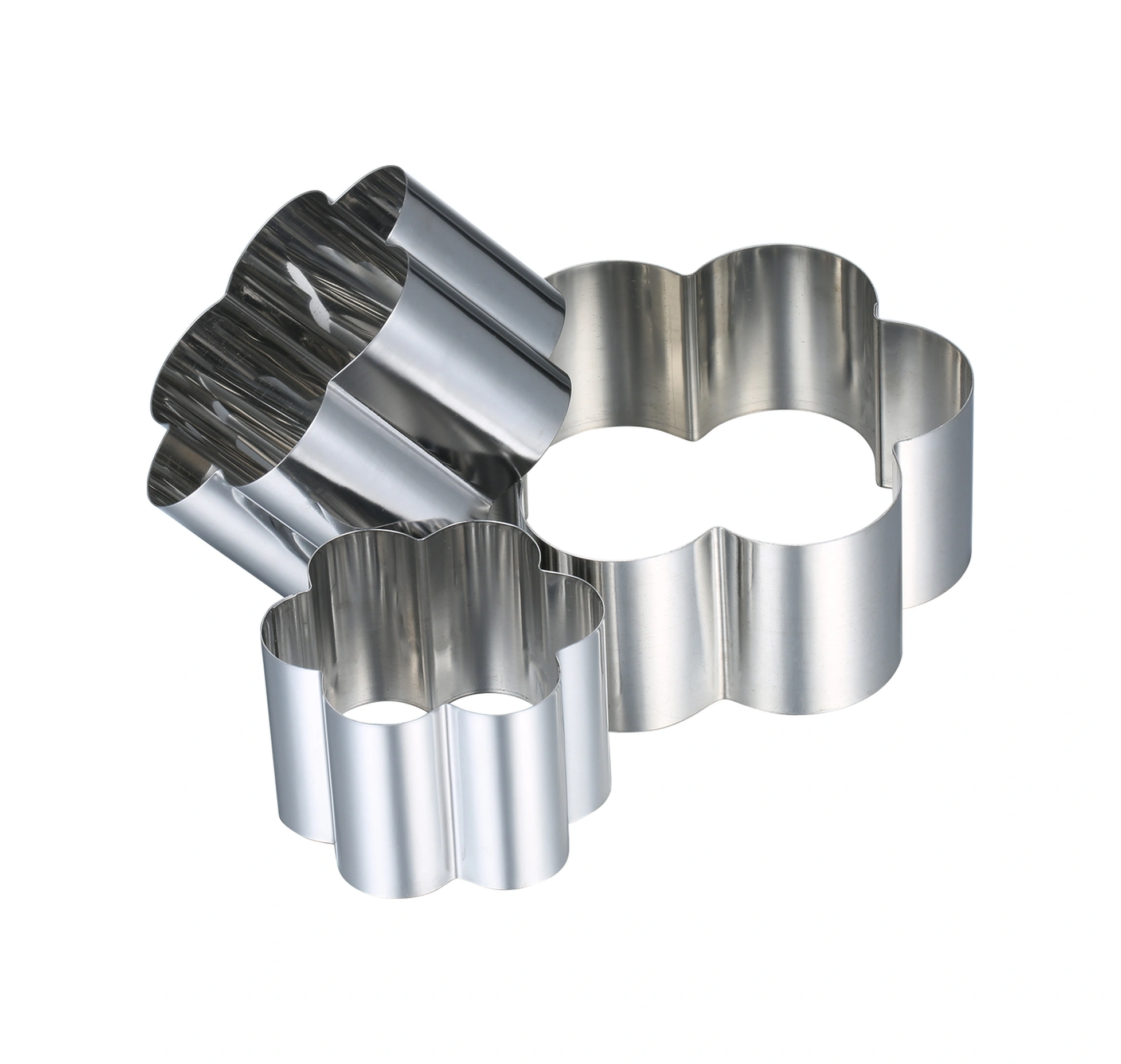 Kangvka 430 Çelik 3'lü Bisküvi Kese Seti - Çiçek/elmas/kare Şekilleri - Hamur Kalıbı, Pastry Ve Omlet Şekillendirici Diğer