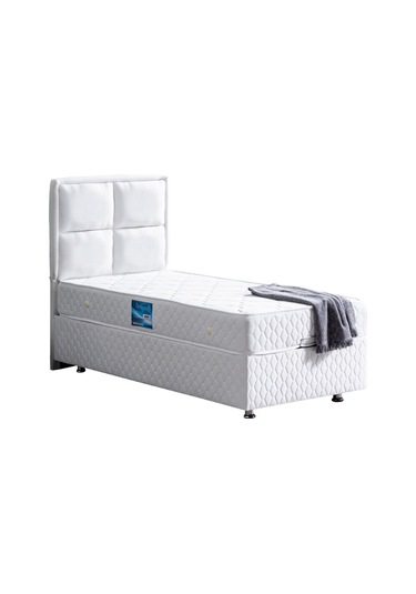Setaymobilya Baza, Grand Tek Kişilik Beyaz Baza + Başlık+ Orthosoft Yatak