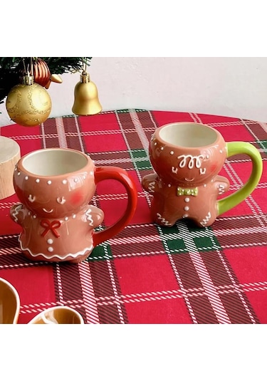 Honmex Yeniden Kullanılabilir Fırın/mikrodalga Uygun Kiremit Kupa, Şekerci Adam Şekli, Noel si, Kırmızı Saplı, 1 Adet Kırmızı Sap