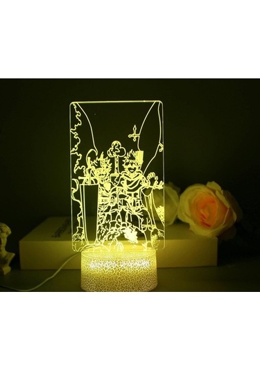 Szypzstore Jojo Tuhaf Macera Anime Figürü Hayranları Için 3d Gece Lambası-optik Illüzyon Işıkları Uzaktan Kumanda İle 16 Renk Değişimi Çocuklar Için Led Lamba Noel Oyuncak Hediyesi Ea8uyq Siyah