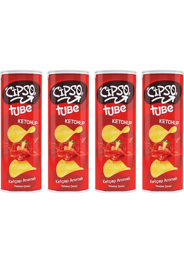 Cipso Tube Ketçap Aromalı Cips 160 Gr X 4 Adet