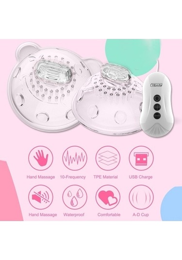 Tysm Kablosuz Şarjlı Meme Ucu Stimülatörü - 10 Modlu 360 Döner Masaj, Şeffaf Ve Pembe Renkler Çok Renkli