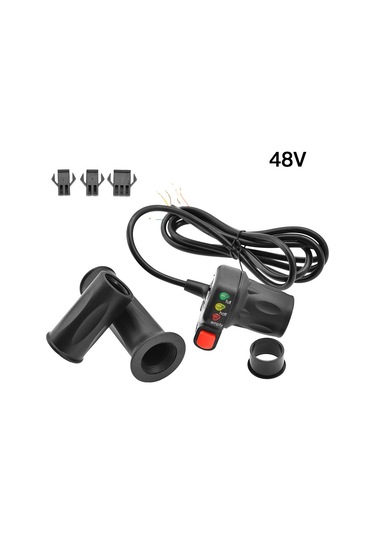 Ranyeek 36v/48v Elektrikli Bisiklet Gaz Kumandası - Pil Göstergeli Ve Güç Düğmeli Siyah