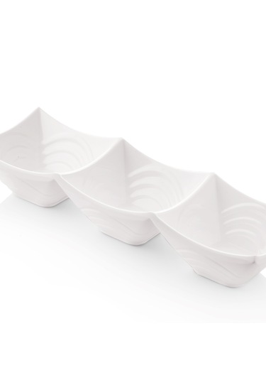 Alezy 524 Göreme Melamin Termostar Ürgüp Üçlü Sosluk 24x8cm Beyaz