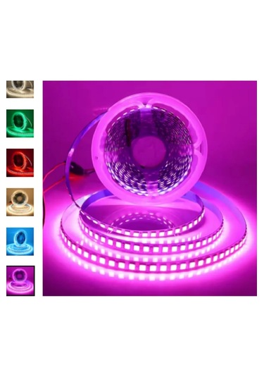 120 Ledli Pembe Işık Şerit Led 5 Metre 60 Watt Pembe 12 Volt