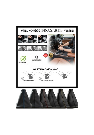 Renault Clio Siyah Deri Prime Tasarım Sarı Spor Dikiş Vites Körüğü