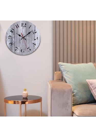 Suntek Banyo Dekorları Rustik Ahşap Modern Sessiz Duvar Saati Gri