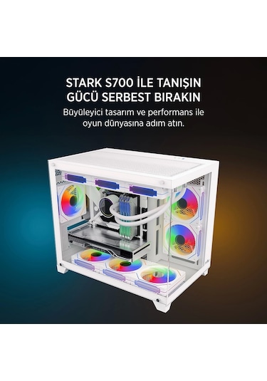 Teknoteg - James Donkey Stark S700 3xargb Temperli Cam Matx Beyaz Gaming Oyuncu Kasa