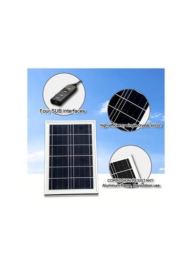 Honeybeeshop 1pc Taşınabilir Güneş Şarj Cihazı 4 Usb Port 5m Kablo Güneş Paneli Kamp Yürüyüş Ev Kullanımı Altın