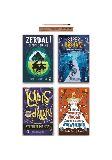 Timaş İlk Gençlik Süper Başkan - Zerdali - Kaçış Odaları - Alis ve Mutluluk Virüsü Set 4 Kitap