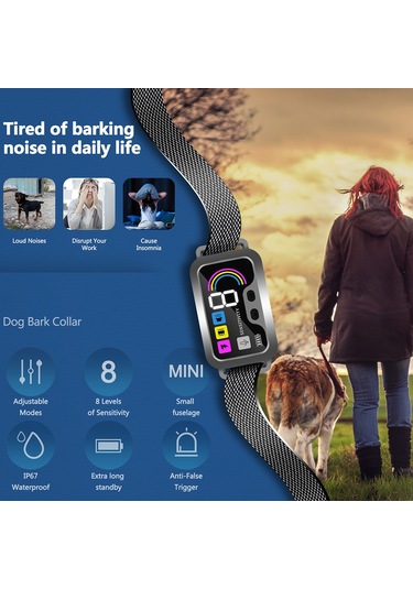 Geeroyoo Renkli Ekranlı Köpek Eğitim Kolyesi - 8 Seviye Hassasiyet, Ip67 Su Geçirmez, Tüm Boyutlardaki Köpekler İçin