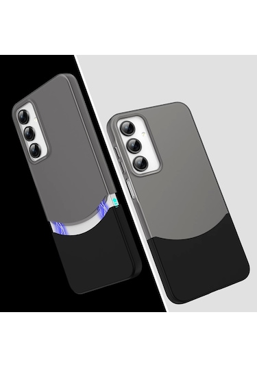 Samsung Galaxy Uyumlu A26 Kılıf Magsafe Şarj Kartlıklı Mıknatıslı Duble 1.7mm Kapak Kart Bölmeli Lacivert S