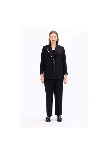 Galaxi Kadın Büyük Beden Klasik Kesim Tam Boy Pantolon 1041 Siyah