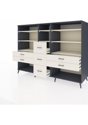 Kronos Dolap 8 Raflı 7 Çekmeceli 220x59x163 Antrasit-aytaşı Antrasit-aytaşı